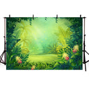 Green grass backdrop for photography forest jungle theme party decoration supplies background for photo fairy tale firefly