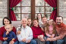 Christmas Window Snow Photography Backdrops White Brick Wall Red Curtains Family