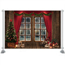 Tienda de regalos de Navidad, fondo de Luna, corona, accesorios de estudio fotográfico, juguete de Año Nuevo, papel tapiz de Papá Noel, decoración de fiesta familiar 