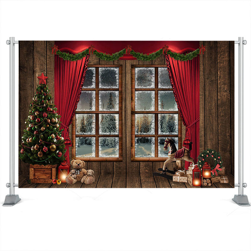 Tienda de regalos de Navidad, fondo de Luna, corona, accesorios de estudio fotográfico, juguete de Año Nuevo, papel tapiz de Papá Noel, decoración de fiesta familiar 