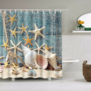 Shell Beach Starfish Print Shower Curtain Set Bathroom Bathing Screen Anti-slip Toilet Lid Cover Carpet Rugs Home Decor