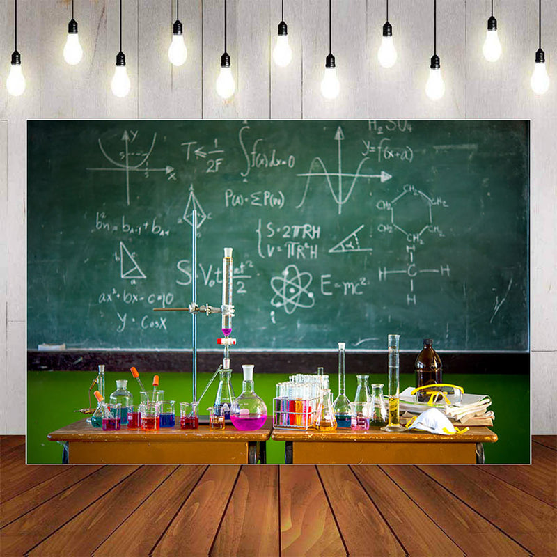 Chemistry Classroom Blackboard Test Tubes Boy Kid Birthday Party Portrait Backdrop Photo Studio