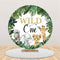 Round Backdrop Cover Forest Jungle Safari Baby Wild One Birthday Photo Background Baby Shower Circle Backdrops Elastic