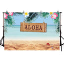Hawaii Party Backdrop Luau Summer Theme Photography Background Tropical Leaf Beach Pink Flower ALOHA Birthday Party Backdrops