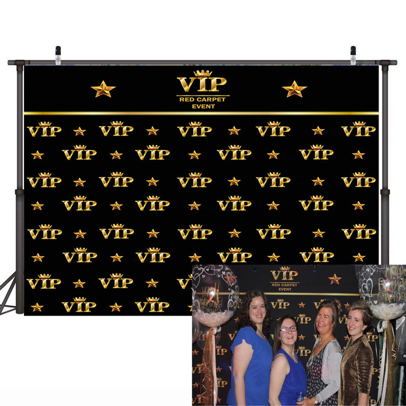 Royal Crown Black Hollywood Vip Banner Backdrop Birthday Adults Children Party Wedding Custom Luxury Background Photo Studio