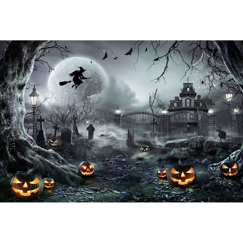 Halloween Horror Backdrop for Photography Tombstone Castle Evil Pumpkins Background for Photo Studio Newborn Children Portrait