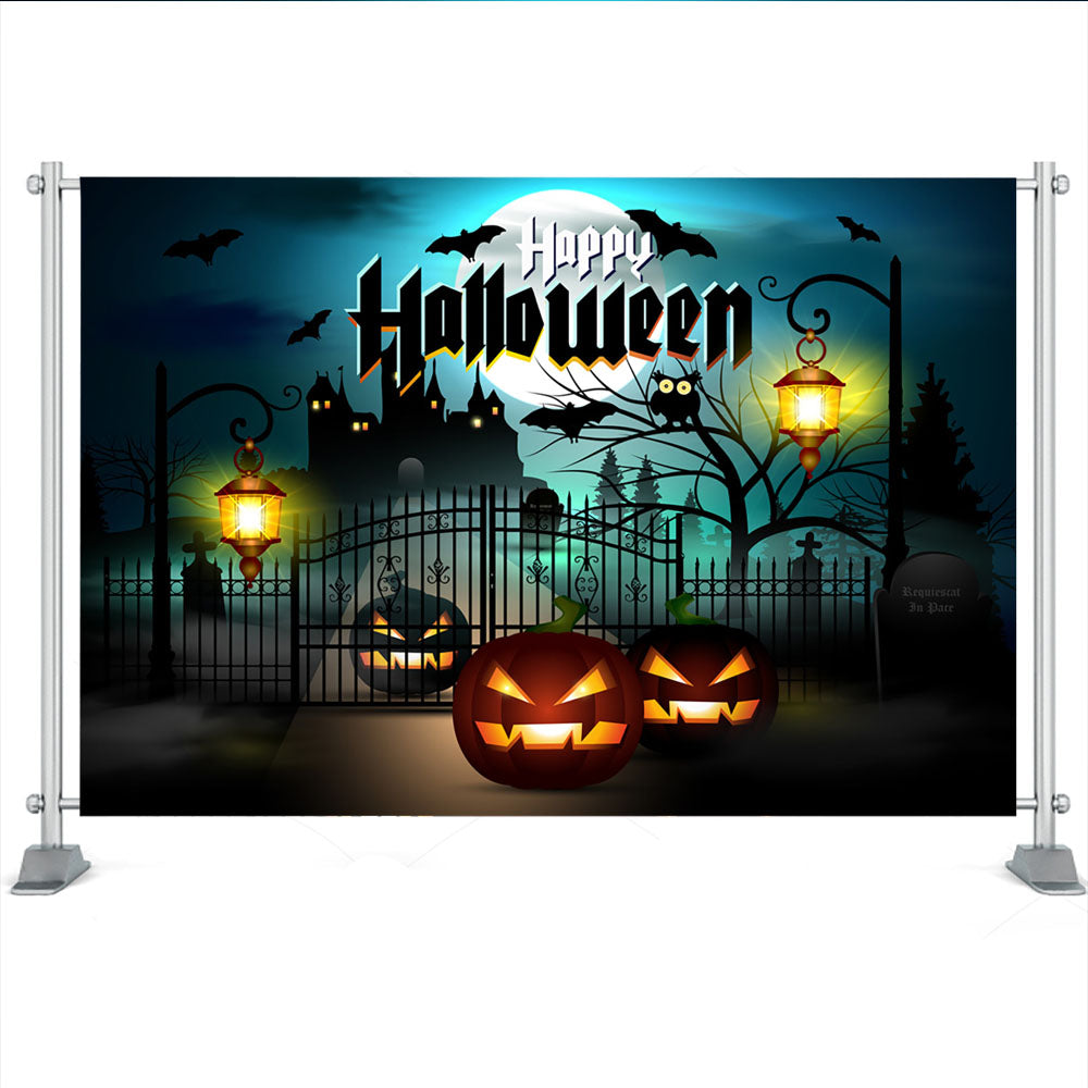 Halloween Party Photography Background Birthday Party Big Moon Pumpkin Bats Owl Backdrops Horrifying Night Decoration Photocall