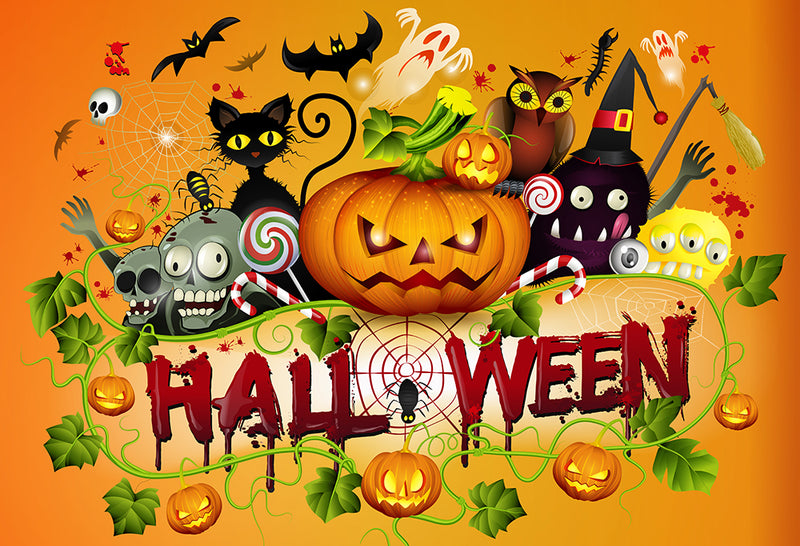 Halloween Party Photography Background Fall Pumpkin Children Backdrop Booth Photo Studio