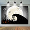 Arrière-plan de photographie de fête d'halloween, citrouilles rétro, lumière de lune, enfants, forêt, vieux arbres, arrière-plan d'horreur pour Studio Photo