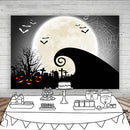 Halloween Party Photography Background Retro Pumpkins Light Moon Children Forest Old Trees Horror Backdrops for Photo Studio