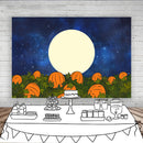Thanksgiving Halloween Pumpkin Themed Party Photography Backdrops Night Sky Background Quiet Big Moon Peaceful Backdrop