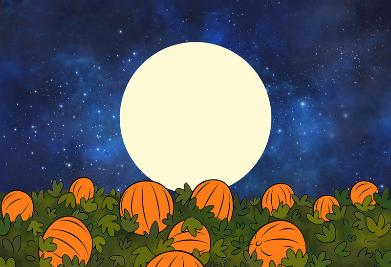 Thanksgiving Halloween Pumpkin Themed Party Photography Backdrops Night Sky Background Quiet Big Moon Peaceful Backdrop