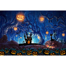 Fondo de fotografía con temática de Halloween Noche De Luna bosque espeluznante fondo de calabazas árboles muertos Casa Encantada decoraciones de fiesta 