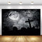 Halloween Party Photography Background for Black Forest Moon Photo Props Studio Booth Background Bat Cross Background