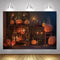 Arrière-plan de photographie de lanterne de citrouille d'halloween, maison de magicien, arrière-plan de Portrait d'enfants, bougie Potion pour séance photo