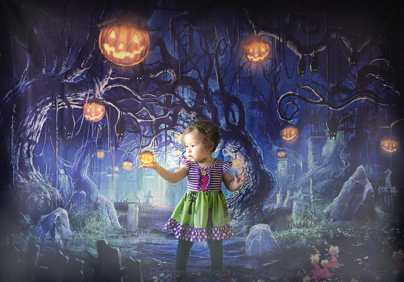Halloween Photography Backdrop Scary Night Kids Party Banner Horror Tombstone Photo Background Studio Prop
