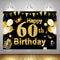 Fondo de feliz 60 cumpleaños para sesión fotográfica, cartel para fiesta de cumpleaños con purpurina dorada, decoración de fondo, regalo, globos, corona