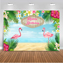 Happy Birthday Flamingle Flamingo Hawaiian Birthday Party Banner Backdrop Tropical Beach or Aloha Party Dessert Table Backdrops