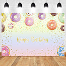 Happy Birthday Theme Party Photo Background Sweet Donut Backdrop for Children Dessert Shop Banner Decoration Background
