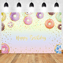 Happy Birthday Theme Party Photo Background Sweet Donut Backdrop for Children Dessert Shop Banner Decoration Background