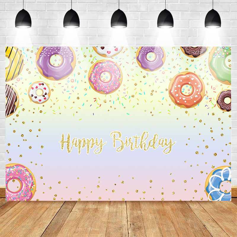 Happy Birthday Theme Party Photo Background Sweet Donut Backdrop for Children Dessert Shop Banner Decoration Background