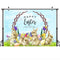 Feliz fiesta de Pascua telón de fondo decoración huevos de Pascua lindo conejo flores fondo hierba verde primavera Banner suministros para sesión de fotos 