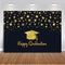 Happy Graduation Backdrop for Photography Party Decoration Banner Gold Glitter Background for Photo Studio Class of