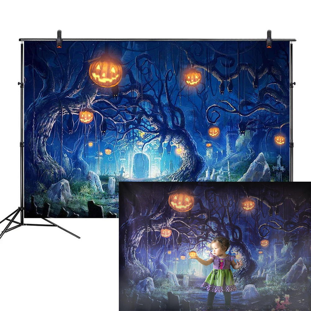 Halloween Photography Backdrop Scary Night Kids Party Banner Horror Tombstone Photo Background Studio Prop