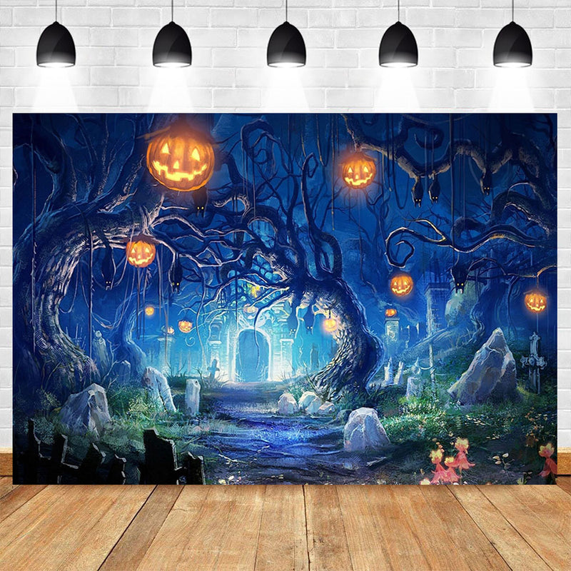 Arrière-plan de photographie d'halloween, bannière de fête effrayante pour enfants, pierre tombale d'horreur, accessoire de Studio Photo