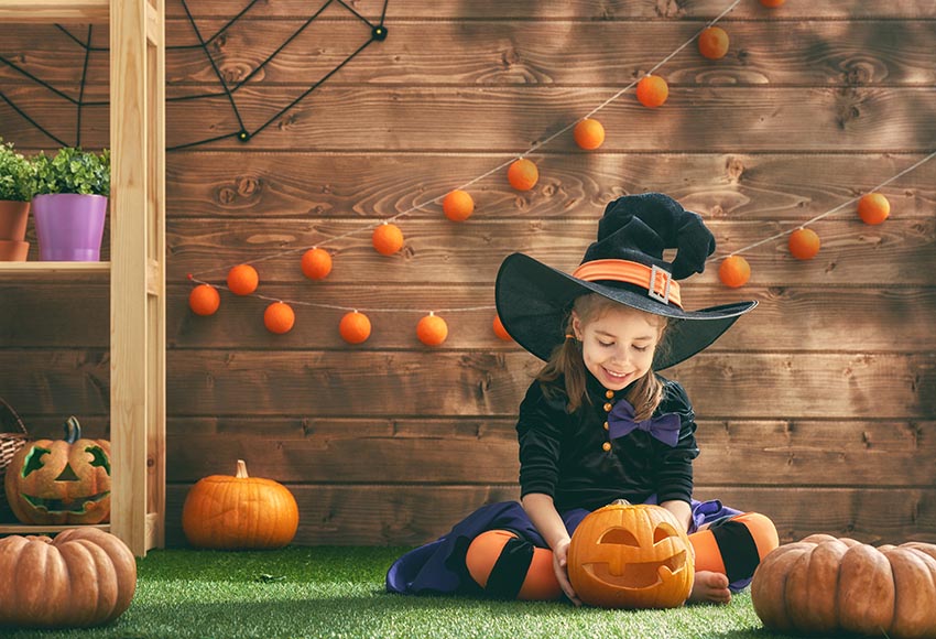 Happy Halloween Photography Backdrop Pumpkin Lanterns Wood Kids Children Party Photo Studio Backdrop Photo Prop