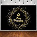 Happy Hanukkah Photography Background Golden Festival Party Candelabra Candle Decor Banner Backdrop Photo Studio Props