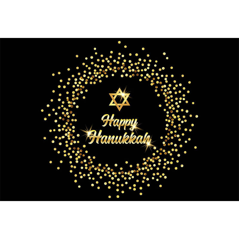 Happy Hanukkah Photography Background Golden Festival Party Candelabra Candle Decor Banner Backdrop Photo Studio Props
