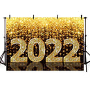 Happy New Year 2022 Photography Background Gold Glitter Bokeh New Years Eve Festival Party Decor Backdrop Photo Studio