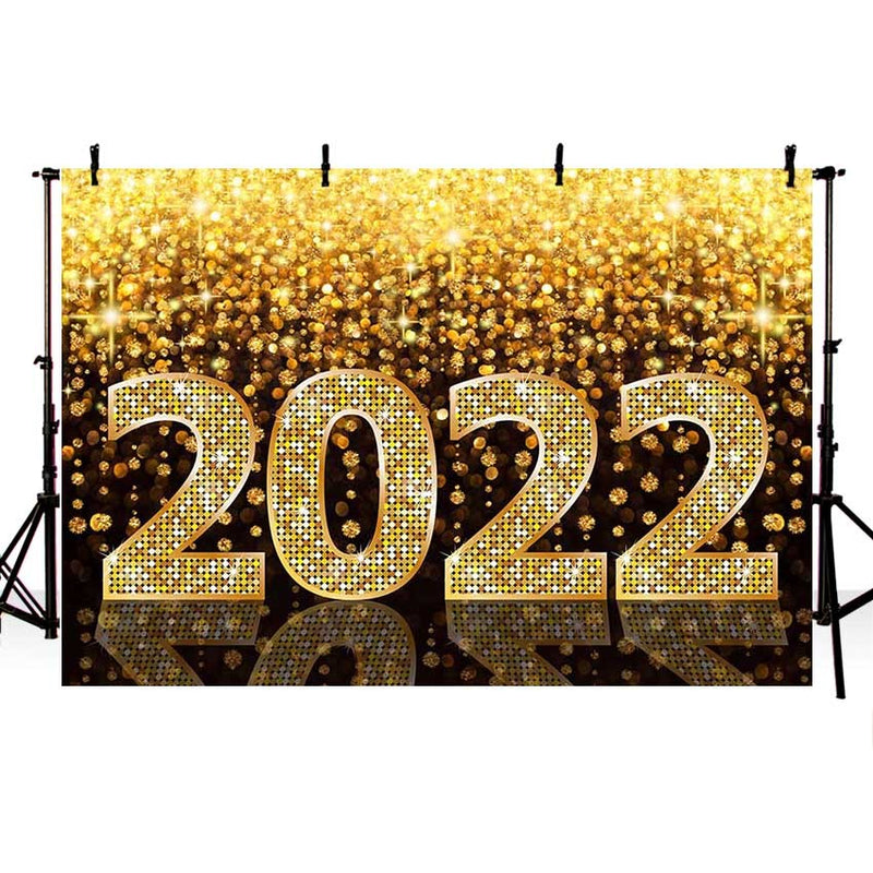 Happy New Year 2022 Photography Background Gold Glitter Bokeh New Years Eve Festival Party Decor Backdrop Photo Studio