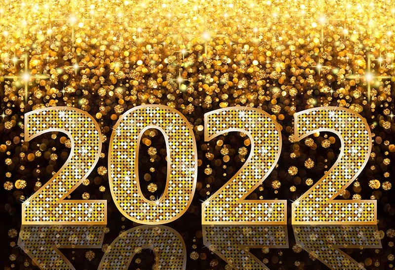 Happy New Year 2022 Photography Background Gold Glitter Bokeh New Years Eve Festival Party Decor Backdrop Photo Studio