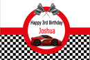 Customize Name Race Car Birthday Backdrop  Red Race Car Boy Racing Children Party Decorations Background