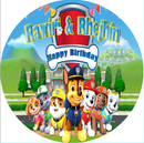 Personalize Paw Patrol Round Backdrop Boys Birthday Party Decor Circle Cake Table Background