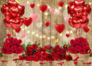 Fondo de fotografía para sesión fotográfica del Día de San Valentín, tablero de madera con flor rosa y corazón de amor, retrato de cumpleaños infantil, estudio de fondo fotográfico 