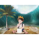 Fondo de retrato de verano con olas del mar para niños, pastel de cumpleaños, Smash, bebé, playa, niño, fotografía, fondo, océano, estudio fotográfico