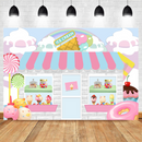 Ice Cream Shop Background for Photography Baby Shower Birthday Party Decoration Backdrops Candy Dessert Table Photographic Props