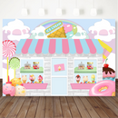 Fondo de tienda de helados para fotografía Baby Shower decoración de fiesta de cumpleaños fondos dulces mesa de postre accesorios fotográficos