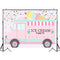 Fondo de tienda de camión de helados para fiesta de cumpleaños de niñas, Fondo de fotografía de coche rosa, decoraciones para mesa de pastel, suministros de pancarta