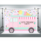 Toile de fond de magasin de camion de crème glacée, fête d'anniversaire pour bébés filles, voiture rose, arrière-plan de photographie, décorations de Table à gâteau, fournitures de bannière