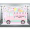 Ice Cream Truck Shop Backdrop Baby Girls Birthday Party Pink Car Photography Background Cake Table Decorations Banner Supplies