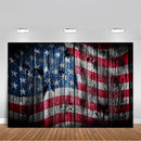 Fondo de fotografía del Día de la independencia, decoración de fiesta de bandera americana, Fondo fotográfico del 4 de julio, cartel de suelo de madera