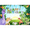 Jungle Cartoon Dinosaur Happy Birthday Backdrop Safari Party Newborn Dinosaur 1st Birthday Background Green Leaves Sunshine