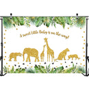 Jungle Safari bébé douche toile de fond bébé animaux anniversaire photographie fond doré animaux fête bannière décors