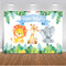 Jungle Safari Photo Backdrop Happy Birthday Forest Cute Elephant and Lion Backdrops Animal 1st Birthday Party Decor Photography