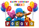 Photographie toile de fond personnages de dessins animés Pocoyo fête d'anniversaire bébé enfant ballon coloré arrière-plans Photo pour Studio Photo 