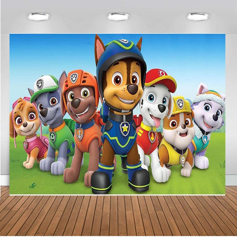 Paw Patrol Skye Background Round Cover Girl 1st Birthday Party Backdrop  Baby Shower Pink Flower Cylinder Banner Plinth Decor